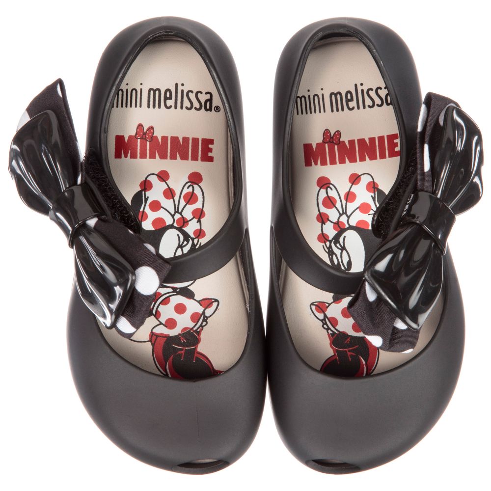 Mini Melissa Black Minnie Bow Jelly Shoes Childrensalon Outlet