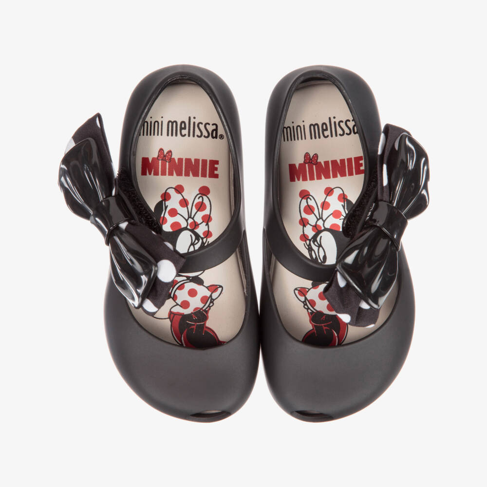 Mini Melissa-حذاء جيلي لون أسود مزين بفيونكة | Childrensalon Outlet