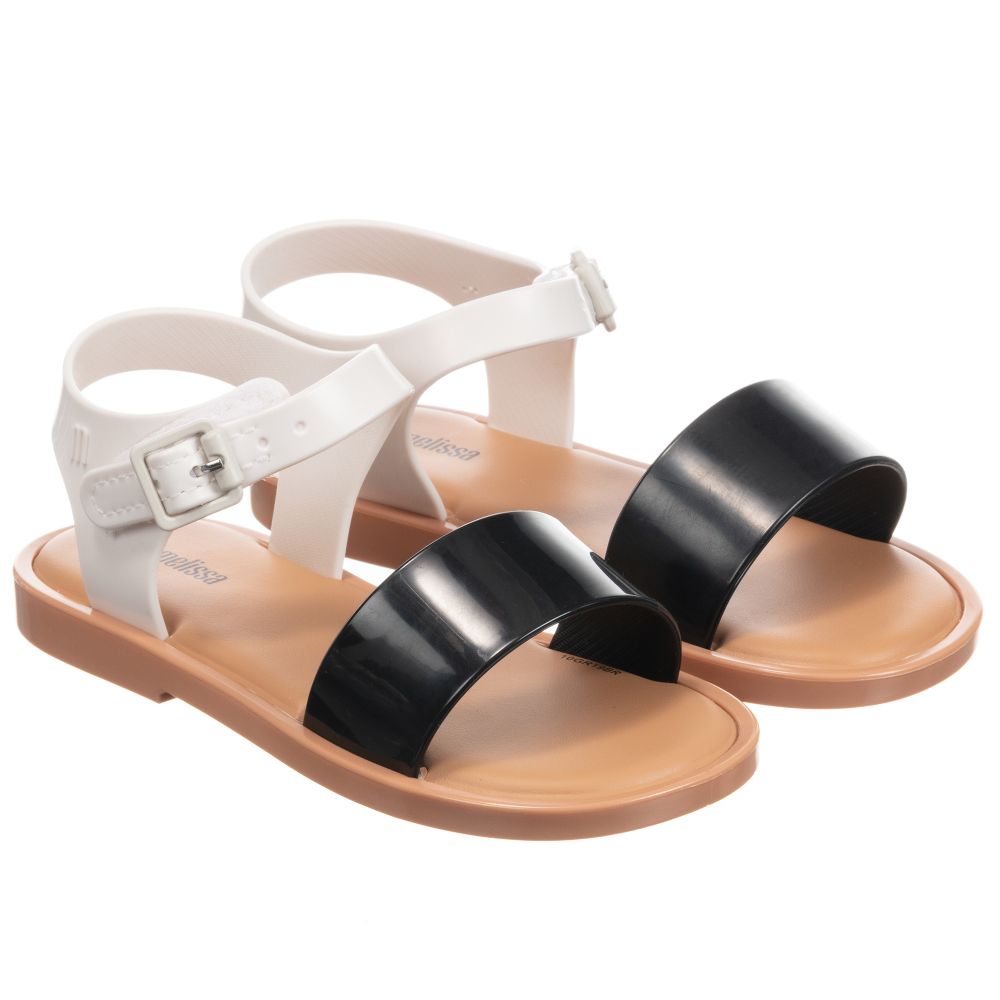 Mini Melissa - Black & White Jelly Sandals | Childrensalon