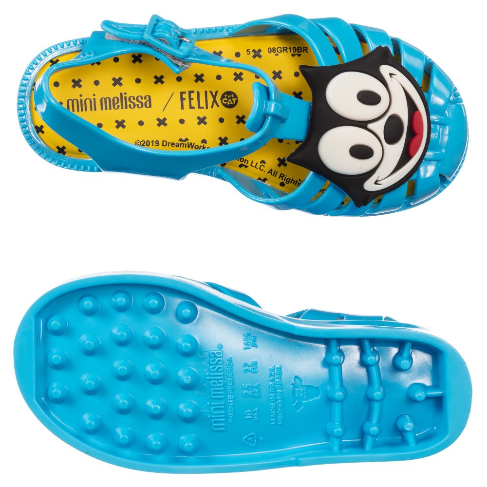 Mini Melissa-Blue Felix The Cat Sandals | Childrensalon Outlet