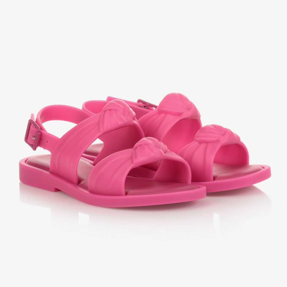 Mini Melissa - Bright Pink Knot Jelly Sandals | Childrensalon