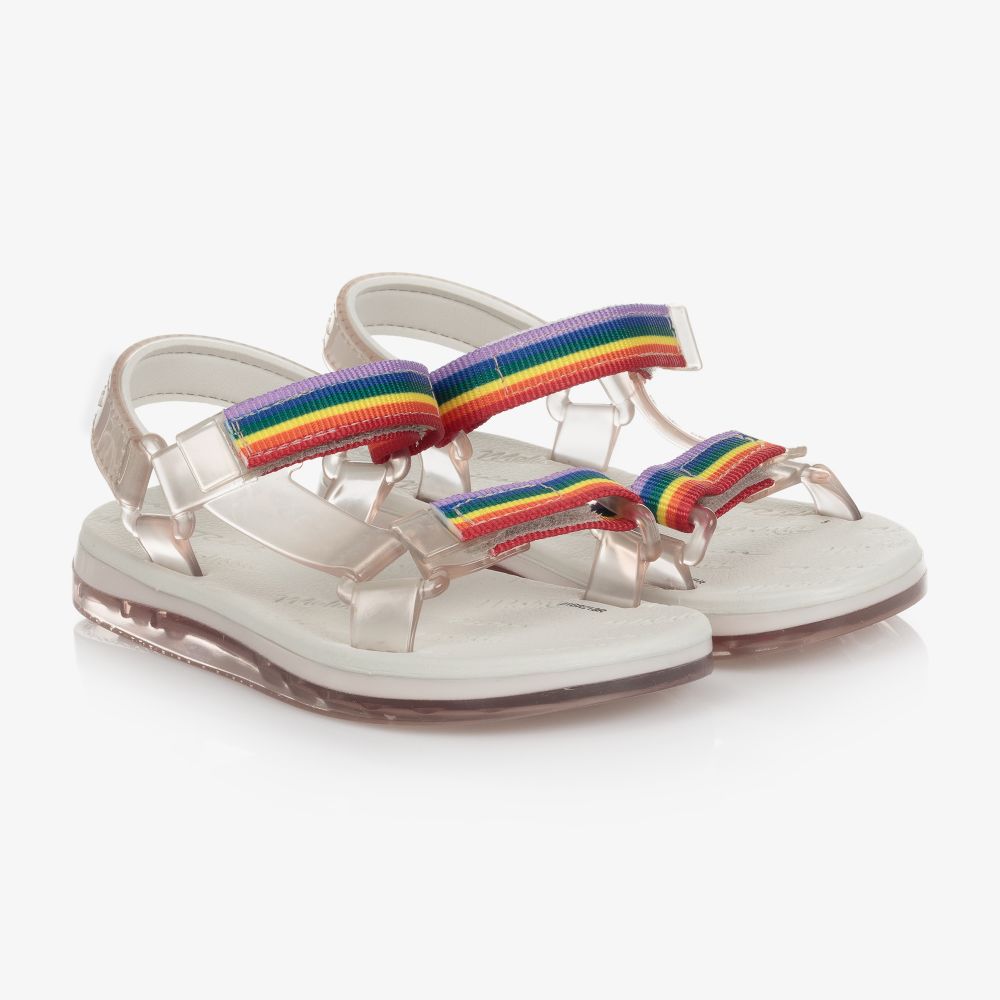 Mini Melissa - Прозрачные резиновые сандалии с радугой | Childrensalon