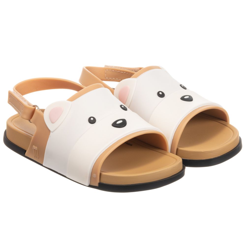 Mini Melissa - Girls Beige Bear Jelly Sandals | Childrensalon