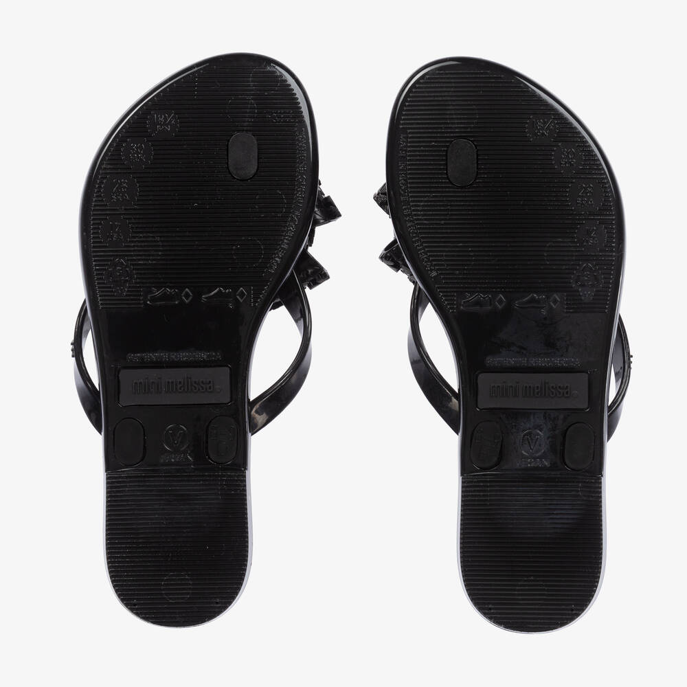 Black jelly flip flops with bow deals
