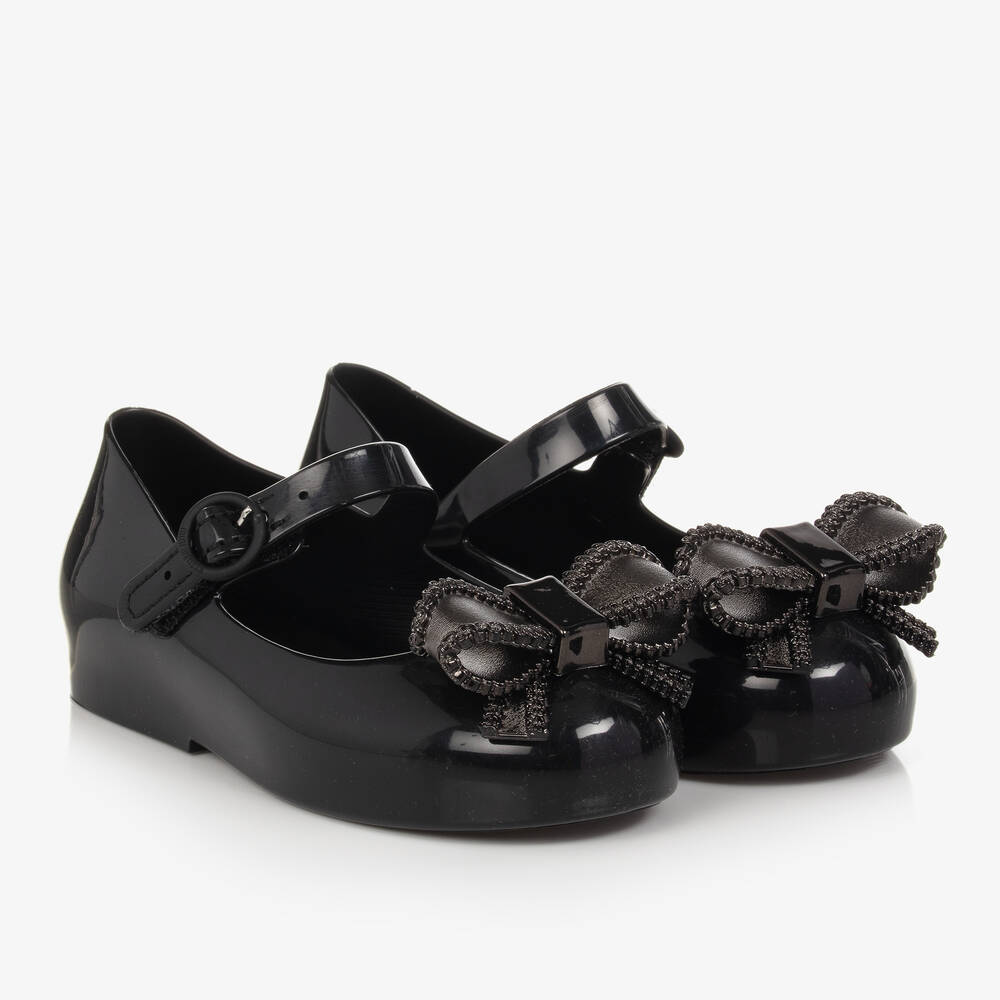 Mini Melissa - Schwarze Schleifen-Gelee-Ballerinas | Childrensalon