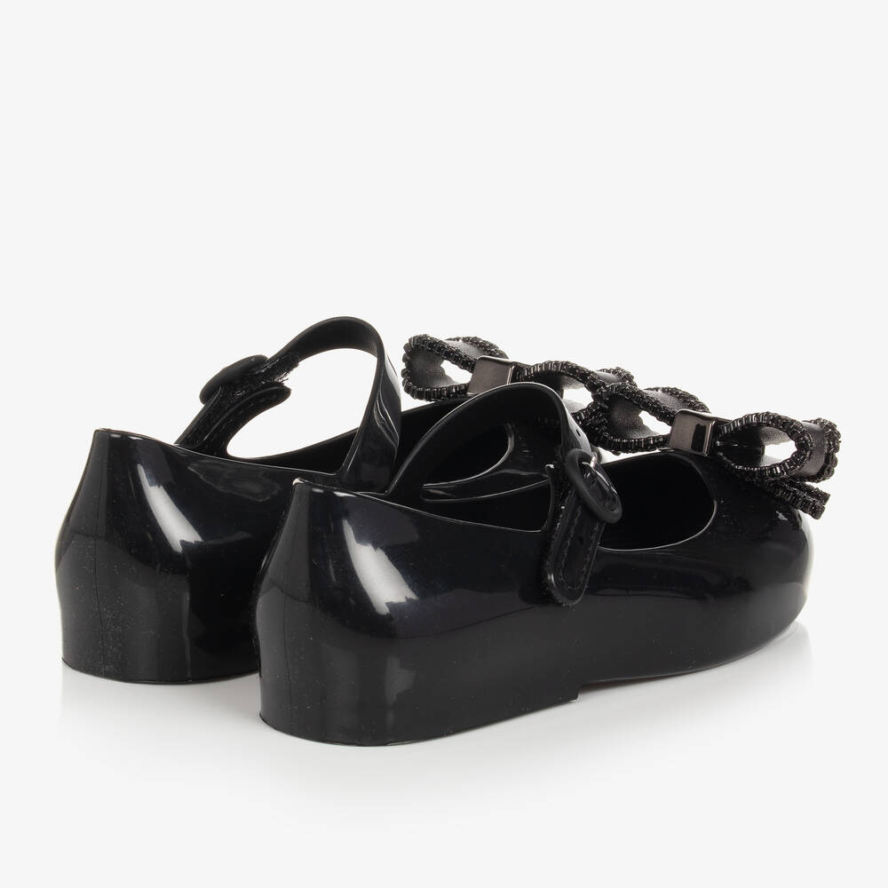Mini Melissa-Girls Black Bow Jelly Ballerinas | Childrensalon Outlet