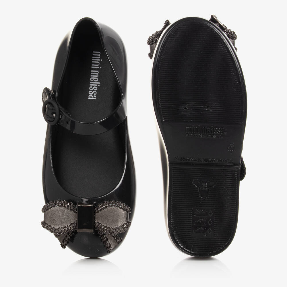 Mini Melissa-Girls Black Bow Jelly Ballerinas | Childrensalon Outlet