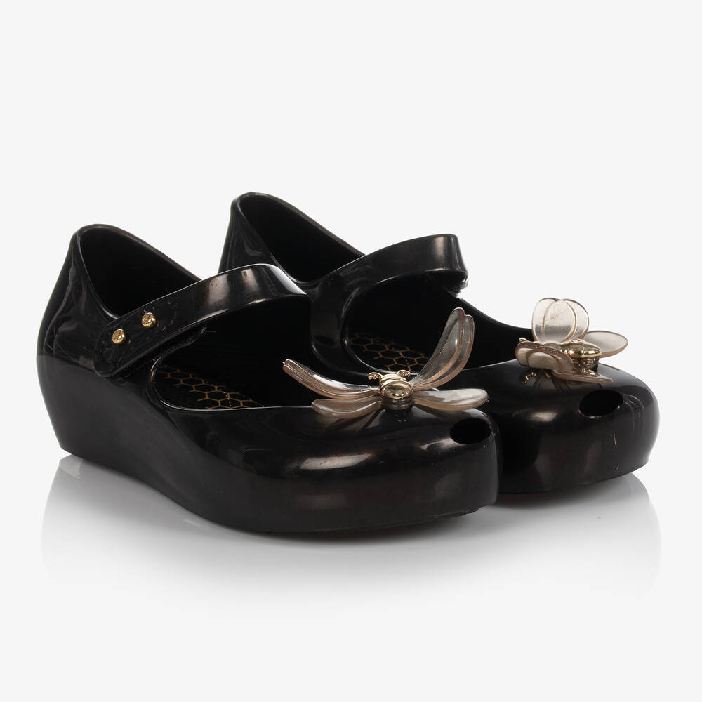 Mini Melissa - Черные резиновые туфли с жуками | Childrensalon