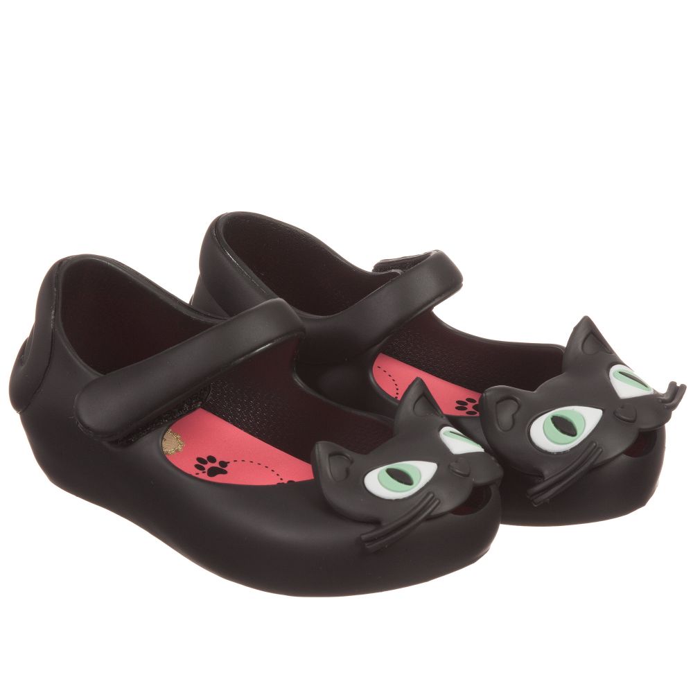 Mini Melissa - Girls Black Cat Jelly Shoes | Childrensalon