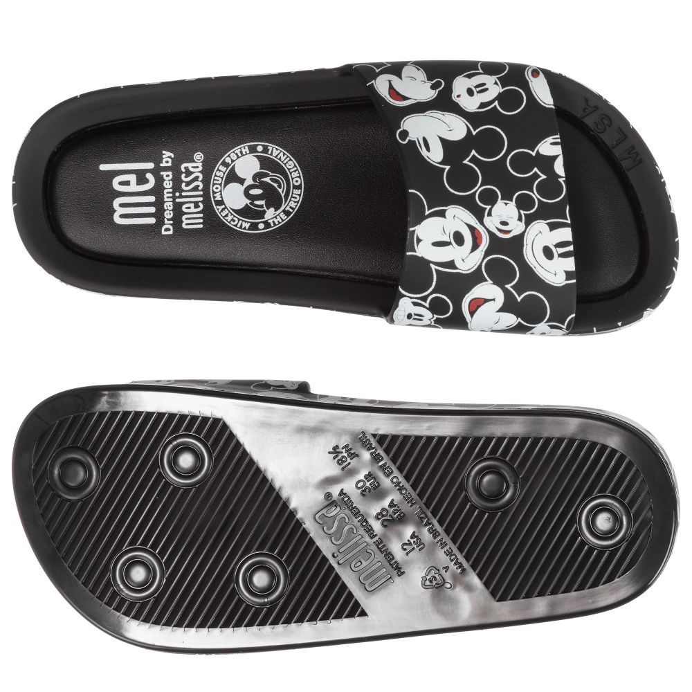 Mini Melissa-Girls Black Disney Sliders | Childrensalon Outlet