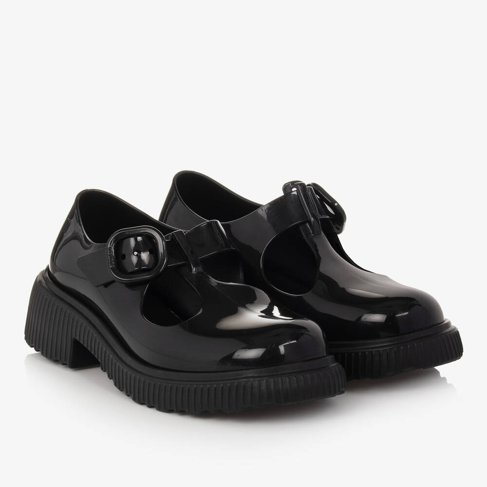 Mini Melissa - Черные резиновые туфли с Т-образным ремешком | Childrensalon