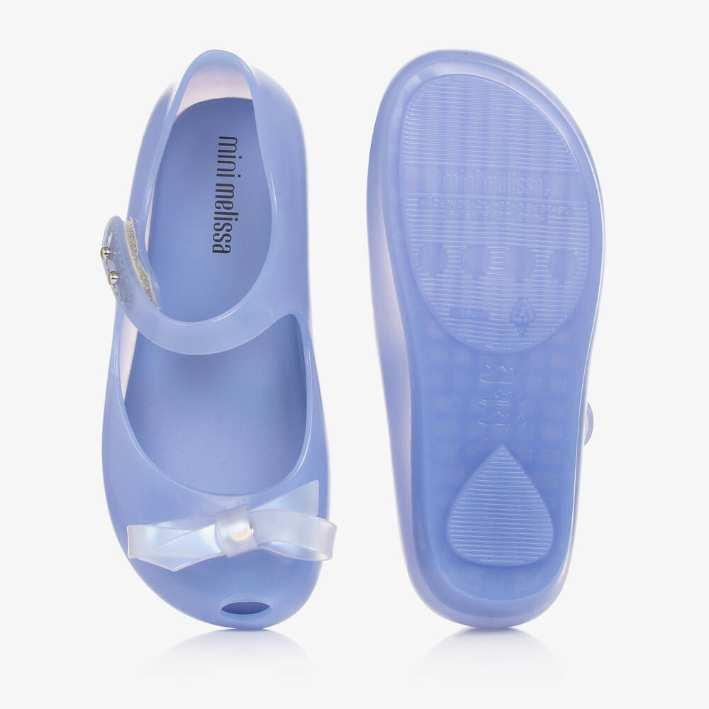 Mini Melissa-Girls Blue Bow Ballerinas | Childrensalon Outlet