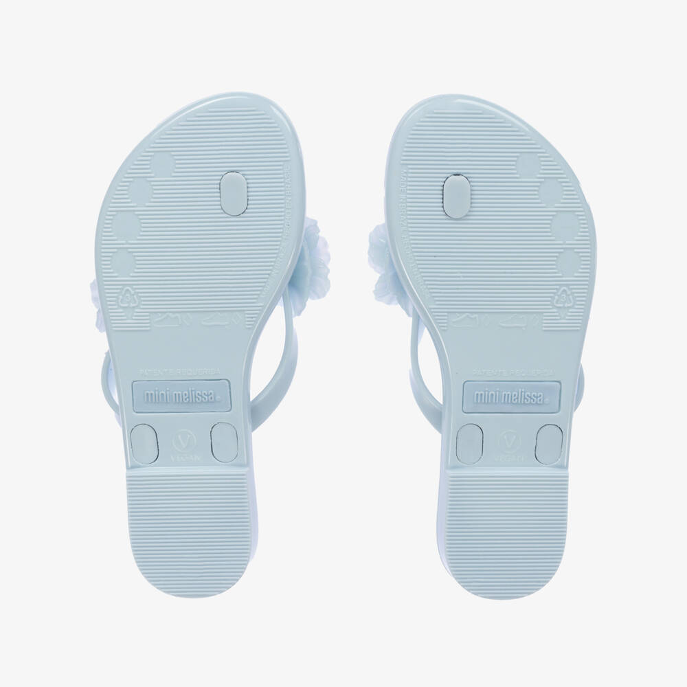 Mini Melissa-Girls Blue Floral Flip Flops | Childrensalon Outlet