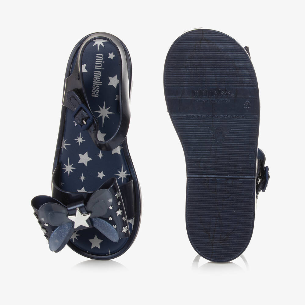 Mini Melissa-Girls Blue & Silver Star Bow Sandals | Childrensalon Outlet