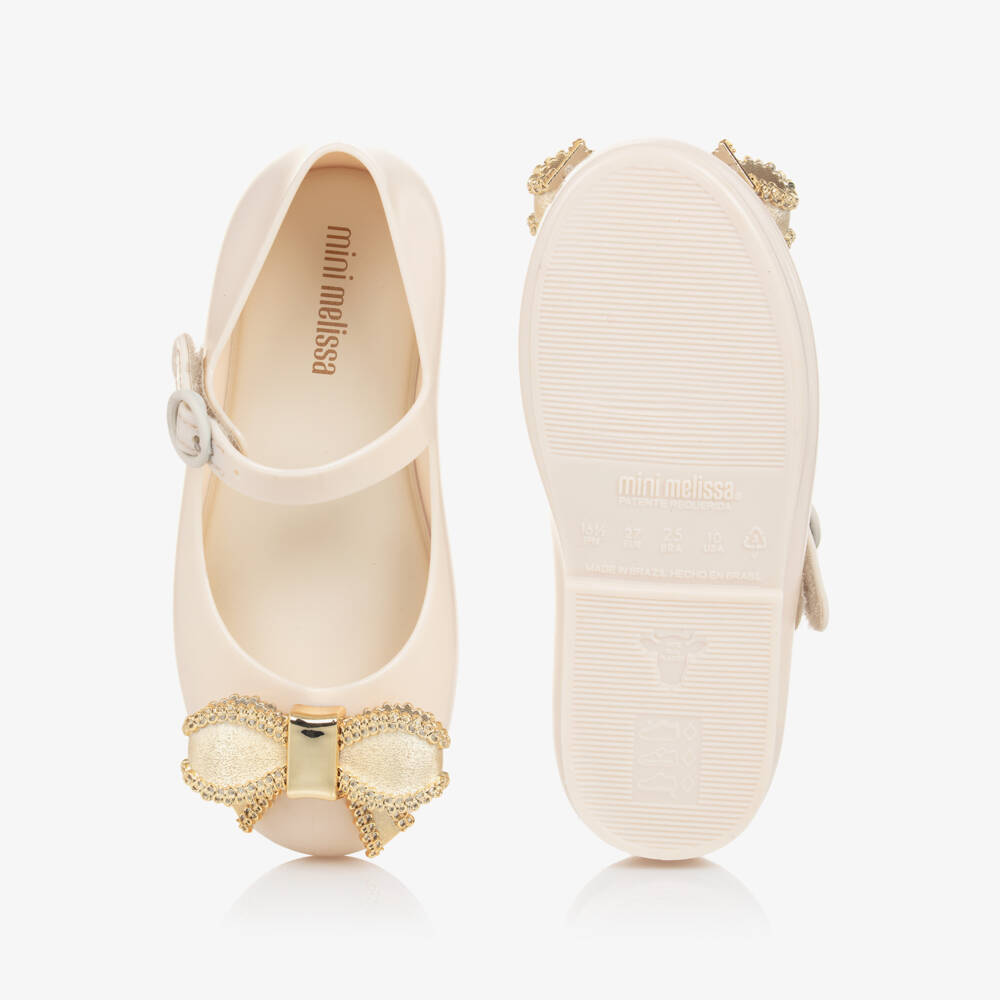 Mini Melissa-Girls Cream Ribbon Jelly Flats | Childrensalon Outlet