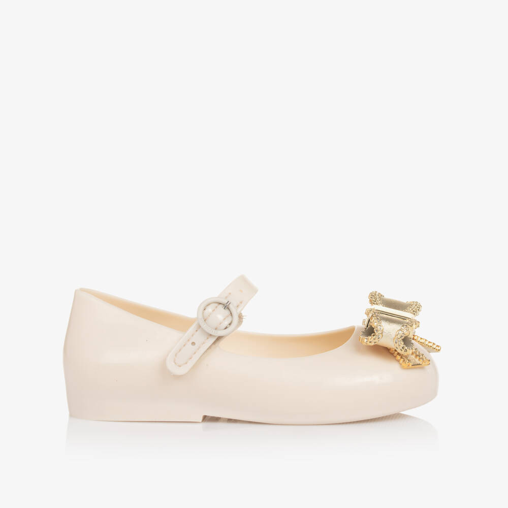 Mini Melissa-Girls Cream Ribbon Jelly Flats | Childrensalon Outlet