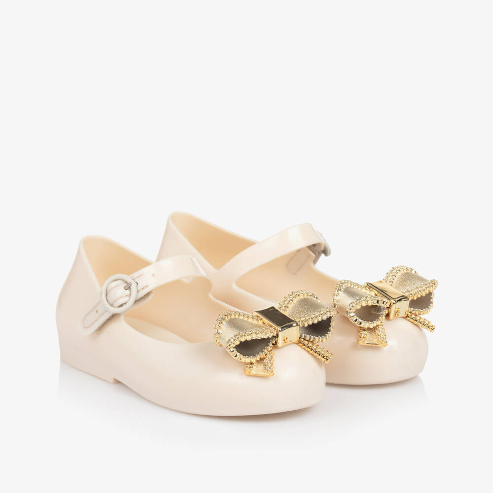 Mini Melissa-Girls Cream Ribbon Jelly Flats | Childrensalon Outlet