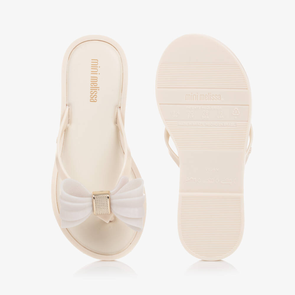 Mini Melissa-Girls Elegant Ivory Jelly Sandals | Childrensalon Outlet