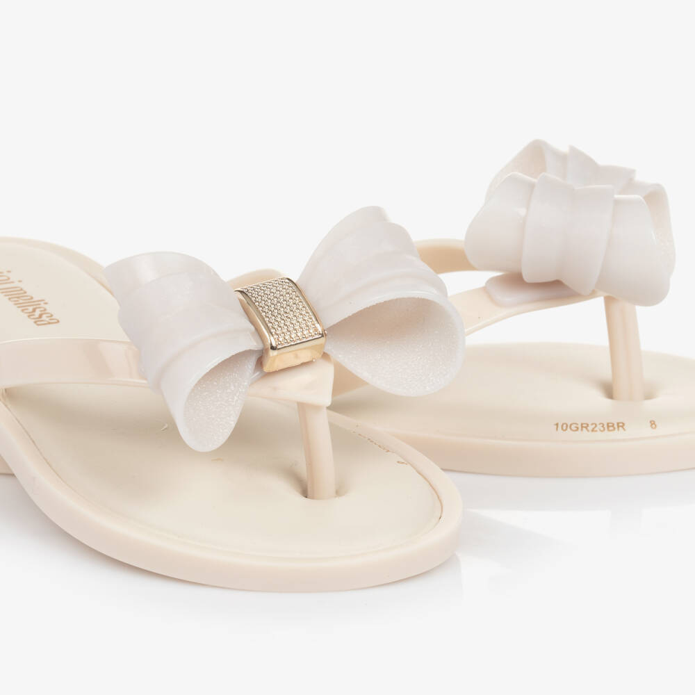 Mini Melissa-Girls Elegant Ivory Jelly Sandals | Childrensalon Outlet