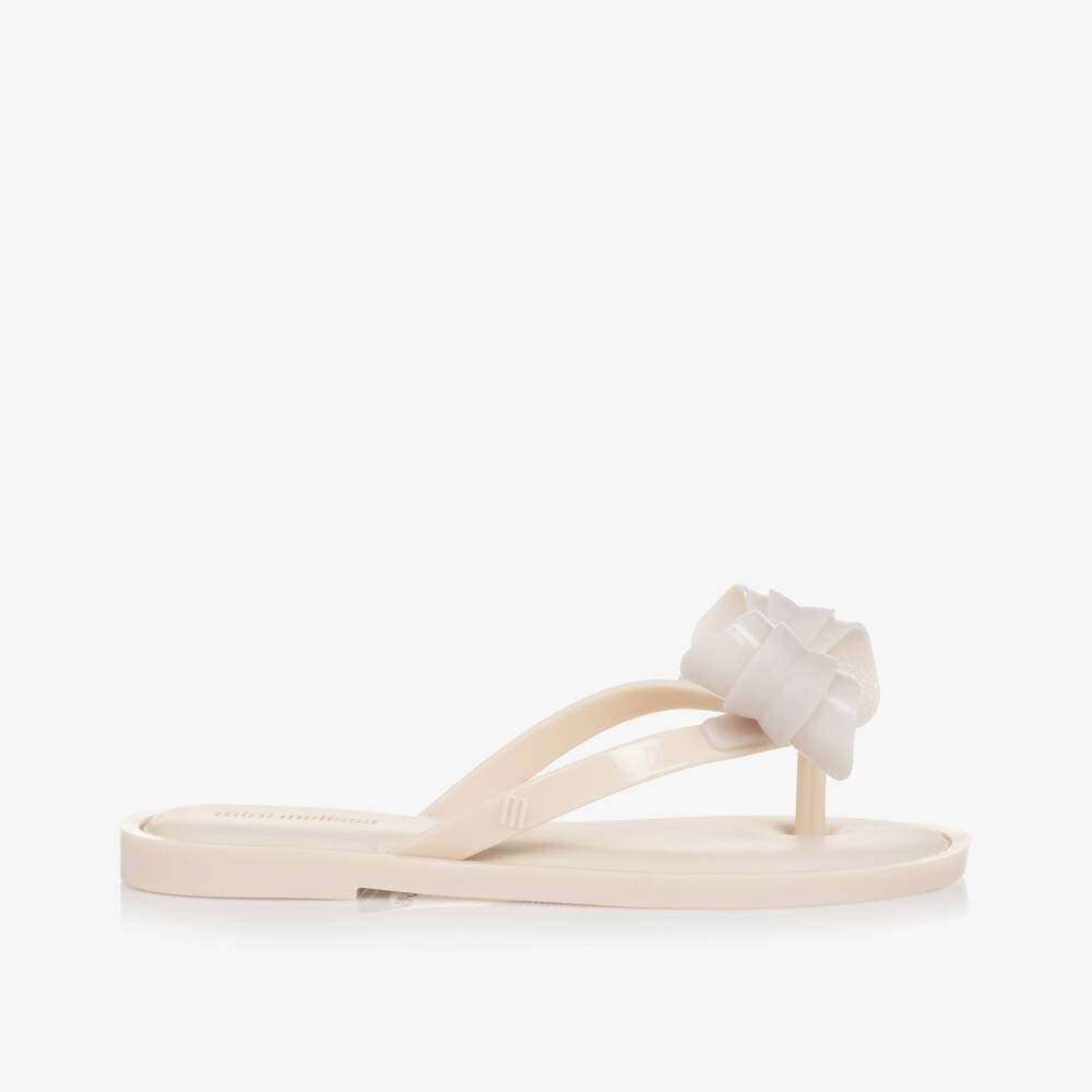 Mini Melissa-Girls Elegant Ivory Jelly Sandals | Childrensalon Outlet