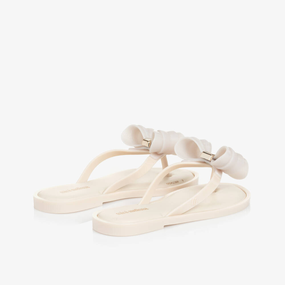 Mini Melissa-Girls Elegant Ivory Jelly Sandals | Childrensalon Outlet