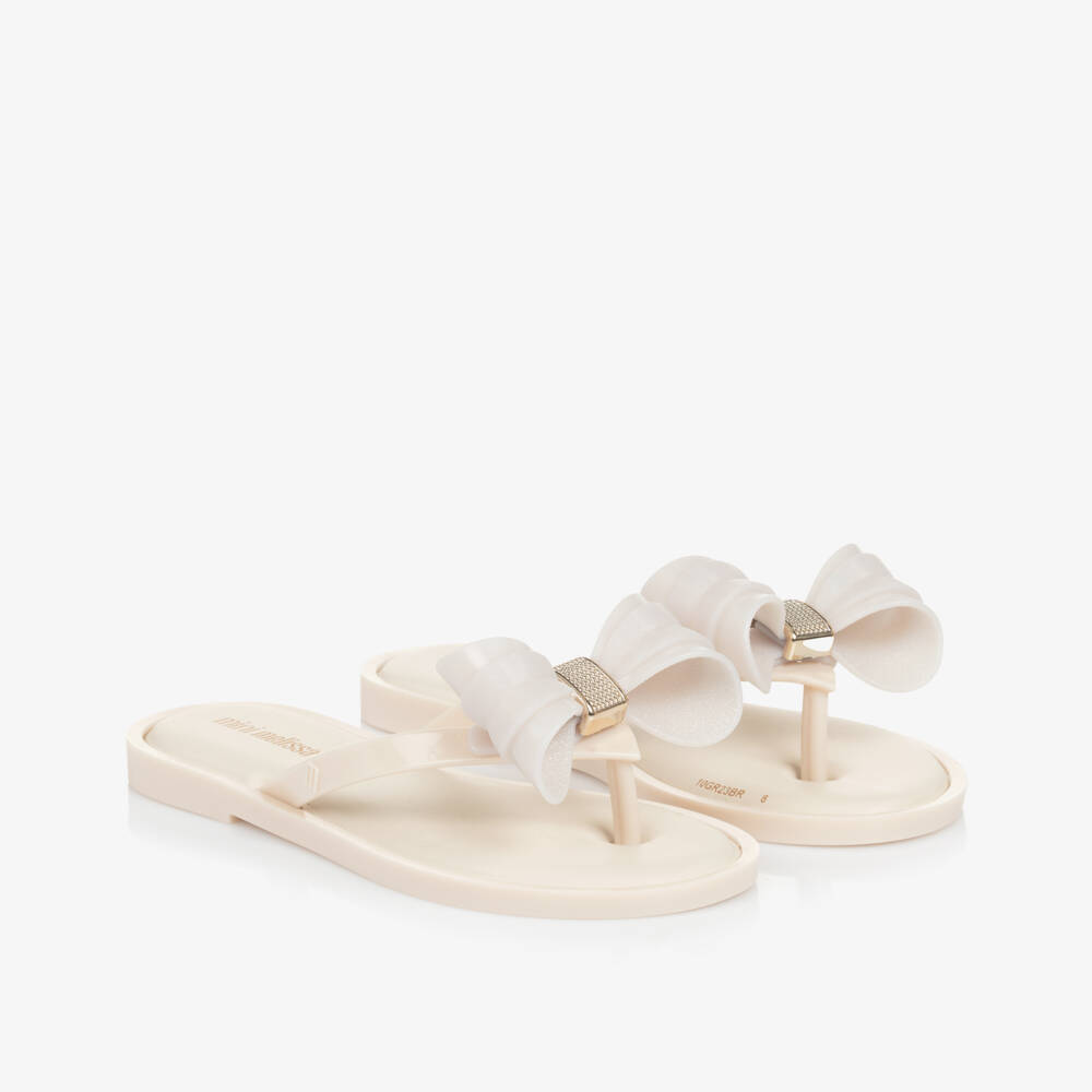 Mini Melissa-Girls Elegant Ivory Jelly Sandals | Childrensalon Outlet