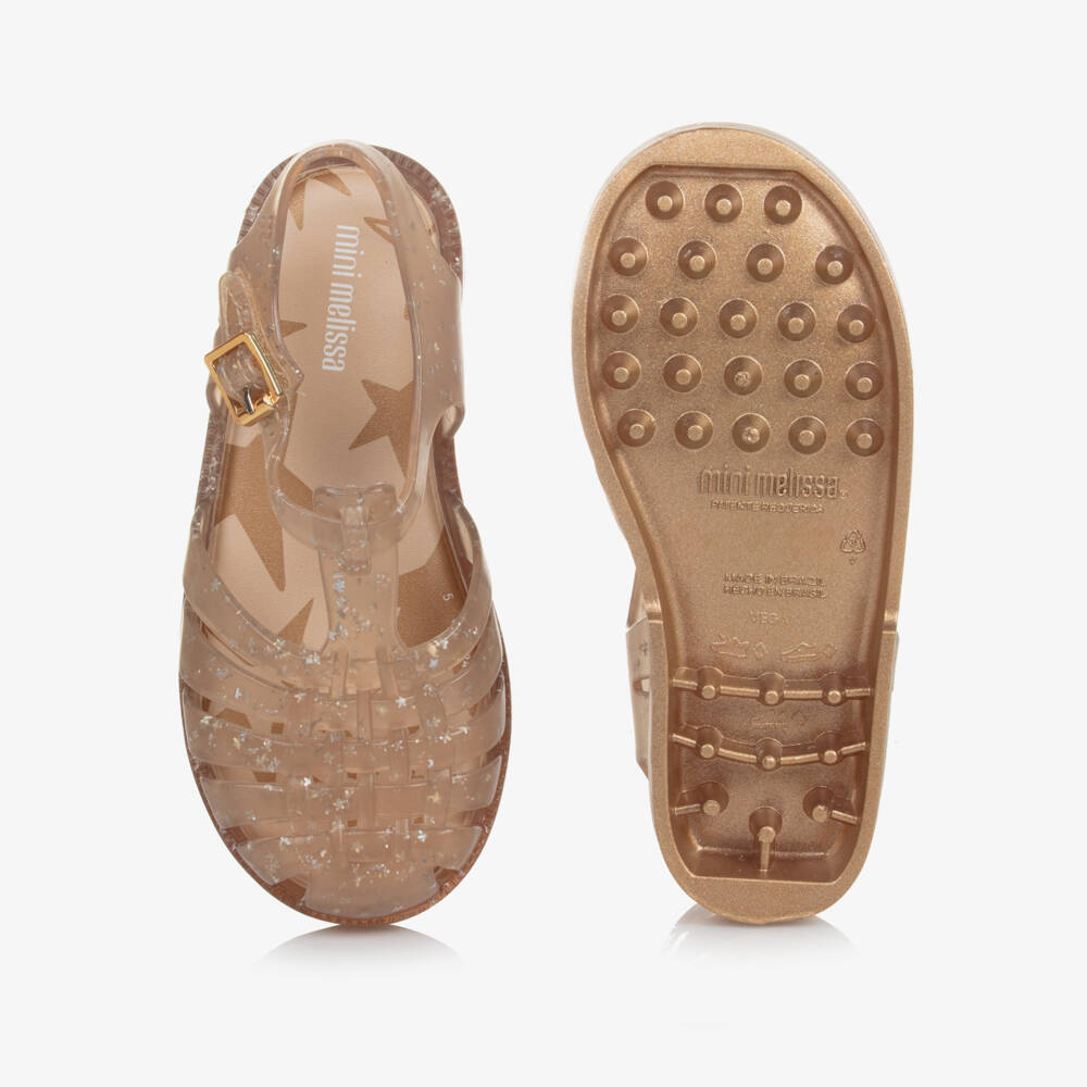 Mini Melissa-Girls Glitter Gold Jelly Shoes | Childrensalon Outlet