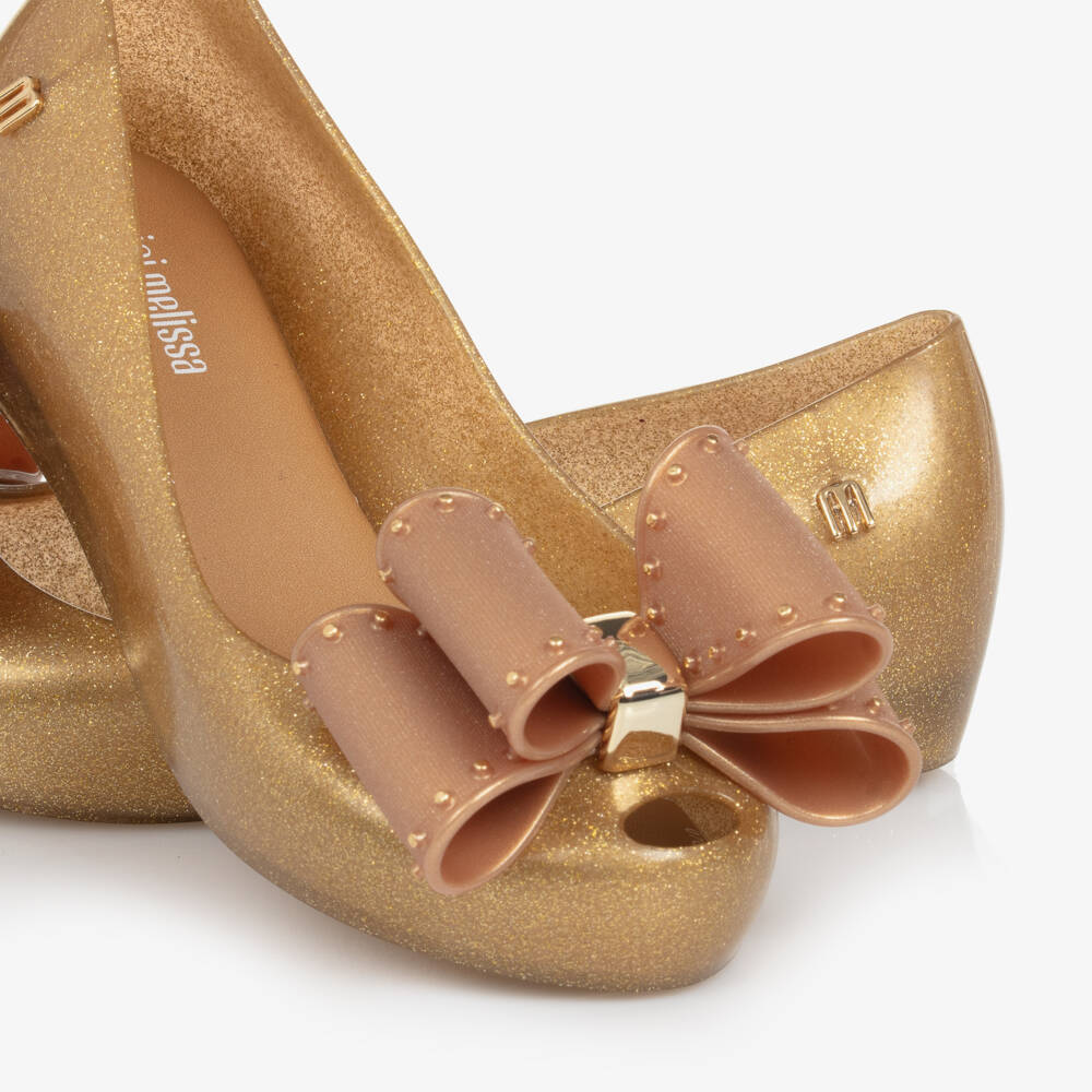 Mini Melissa-Girls Glittering Bow Jelly Ballet Flats | Childrensalon Outlet