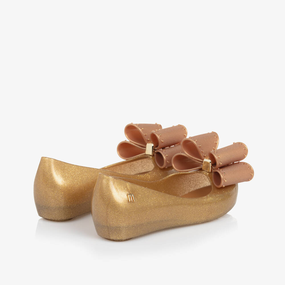 Mini Melissa-Girls Glittering Bow Jelly Ballet Flats | Childrensalon Outlet