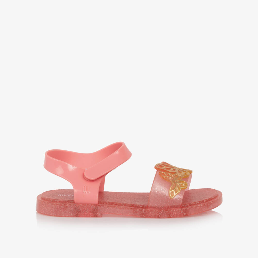 Mini Melissa-Girls Glittery Pink Butterfly Jelly Sandals | Childrensalon Outlet