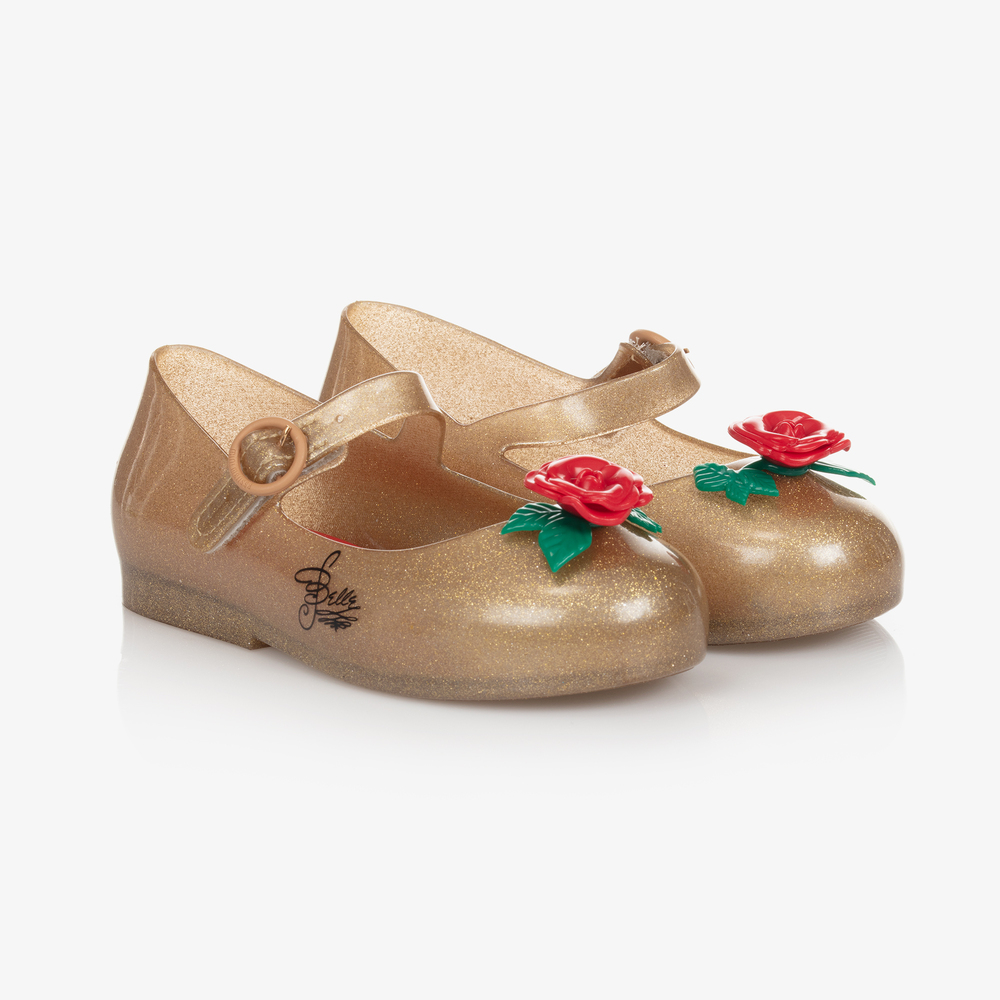 Mini Melissa - Золотистые резиновые туфли Disney для девочек | Childrensalon