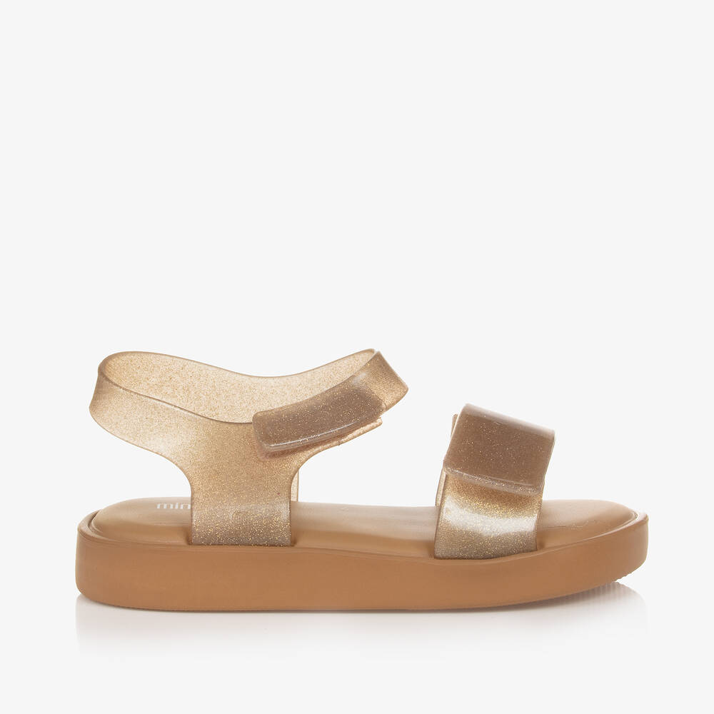 Mini Melissa Girls Gold Glitter Sandals