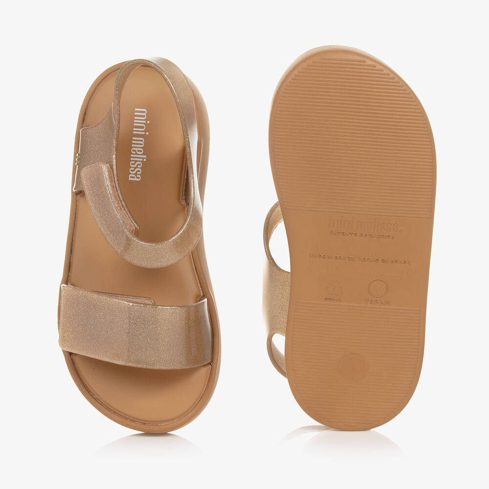 Mini Melissa-Girls Gold Glitter Sandals | Childrensalon Outlet