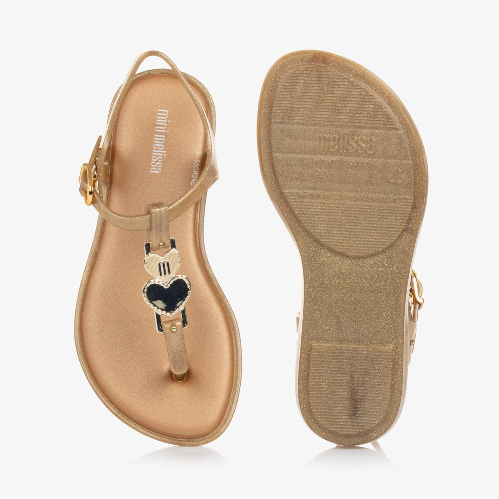 Mini Melissa-Girls Golden Heart Jelly Sandals | Childrensalon Outlet
