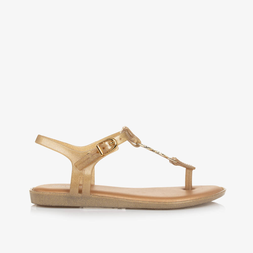 Mini Melissa-Girls Golden Heart Jelly Sandals | Childrensalon Outlet