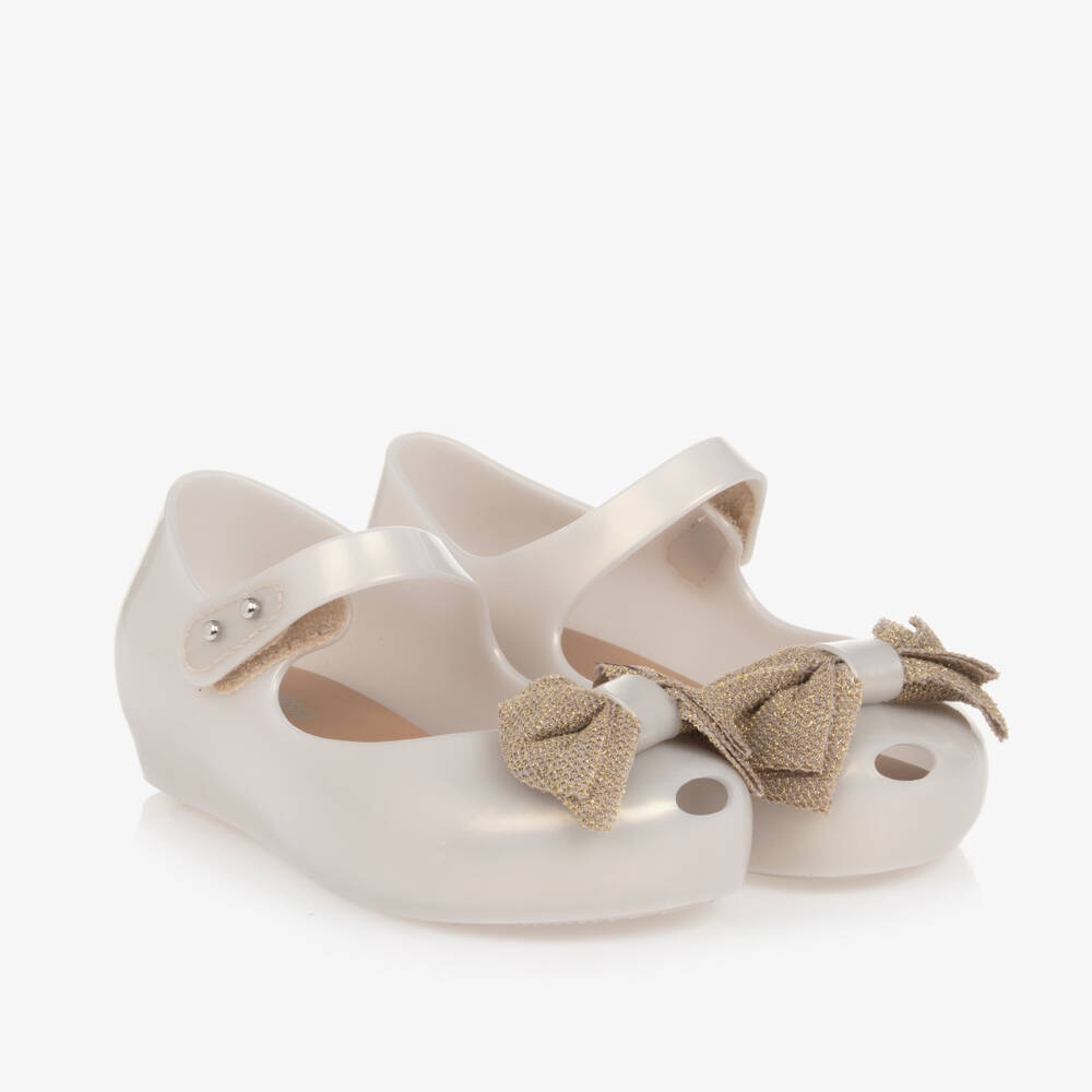 Mini Melissa-Girls Ivory Bow Jelly Flats | Childrensalon Outlet