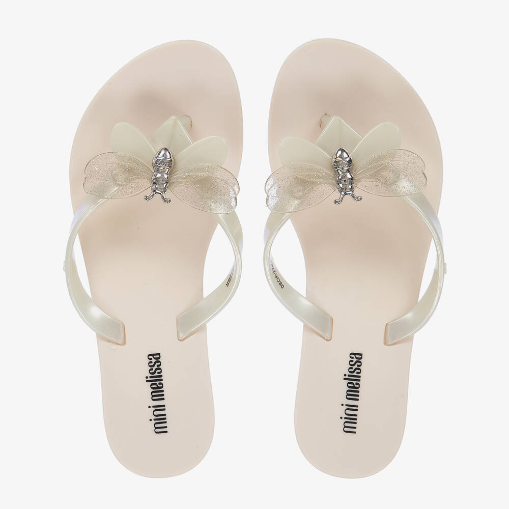 Mini Melissa - Girls Ivory Bugs Jelly Flip-Flops | Childrensalon