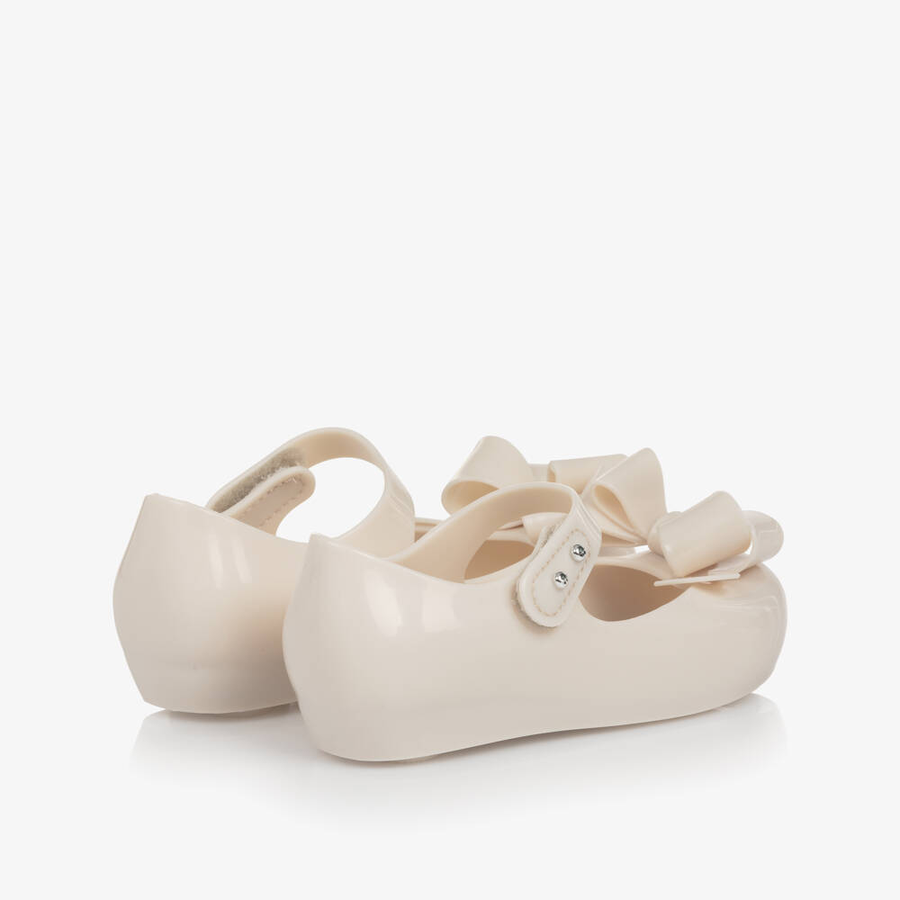 Mini Melissa-Girls Ivory Jelly Bar Shoes with Bow Detail | Childrensalon Outlet