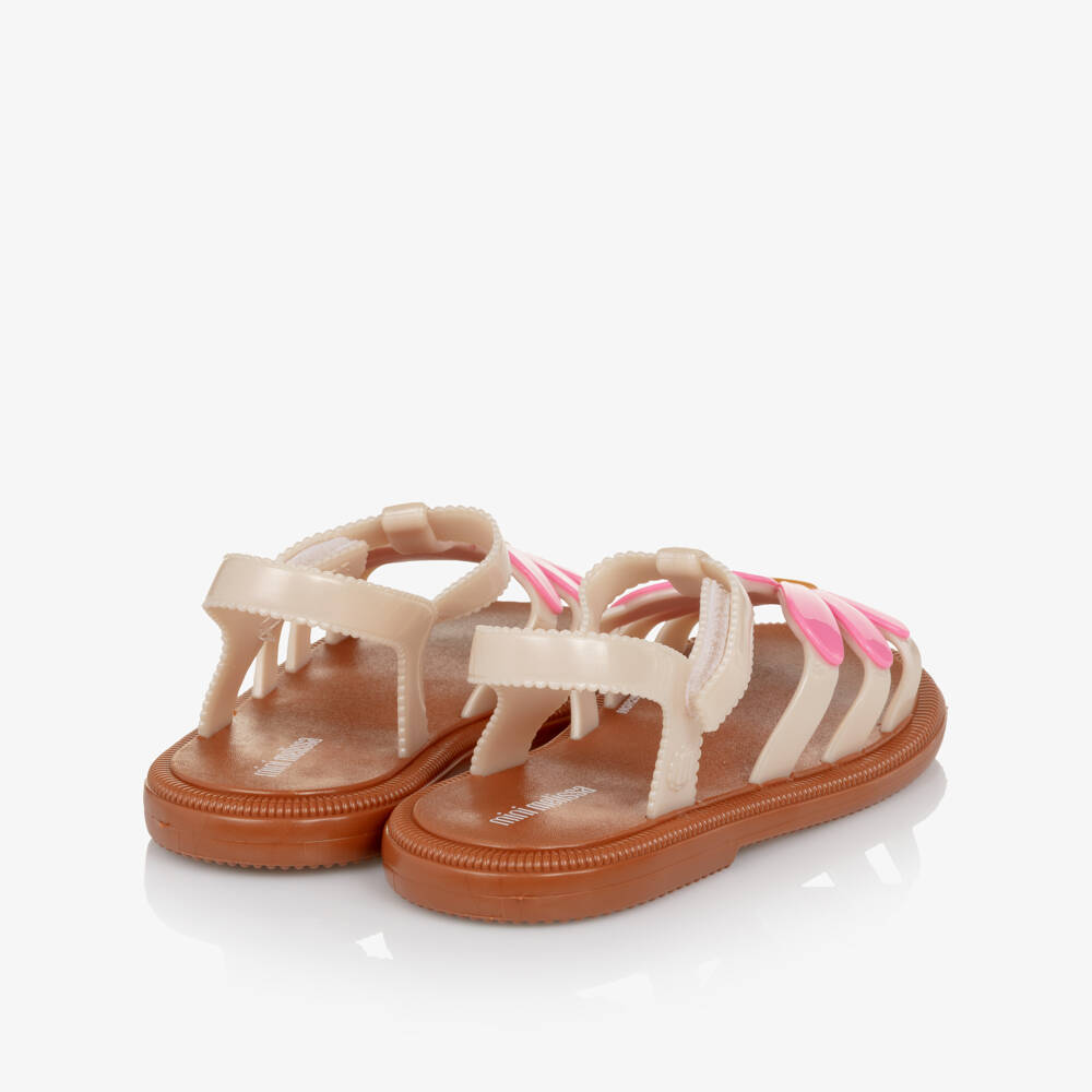 Mini Melissa-Girls Ivory & Pink Daisy Jelly Sandals | Childrensalon Outlet