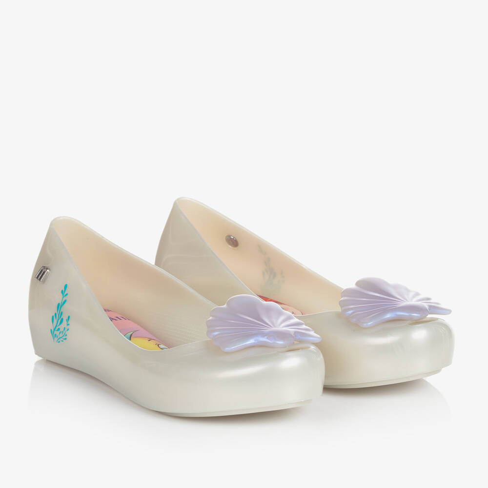 Mini Melissa - Кремовые резиновые туфли Disney с ракушками | Childrensalon