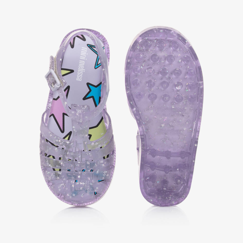 Mini Melissa-Girls Lavender Starry Glitter Sandals | Childrensalon Outlet