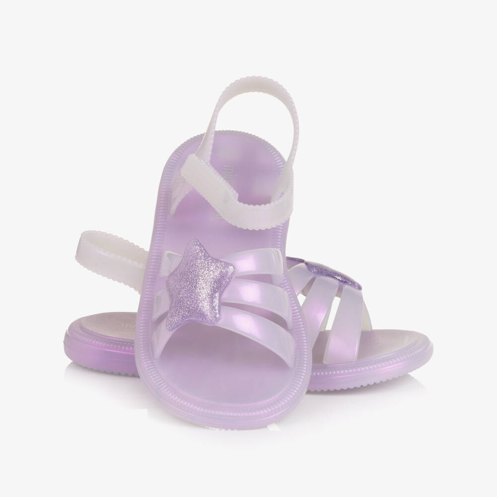 Mini Melissa-Girls Lilac Jelly Sandals with Glittery Star | Childrensalon Outlet