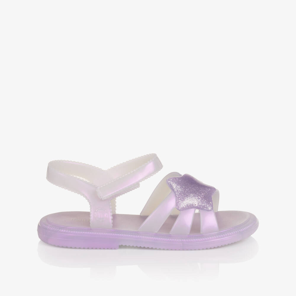 Mini Melissa-Girls Lilac Jelly Sandals with Glittery Star | Childrensalon Outlet