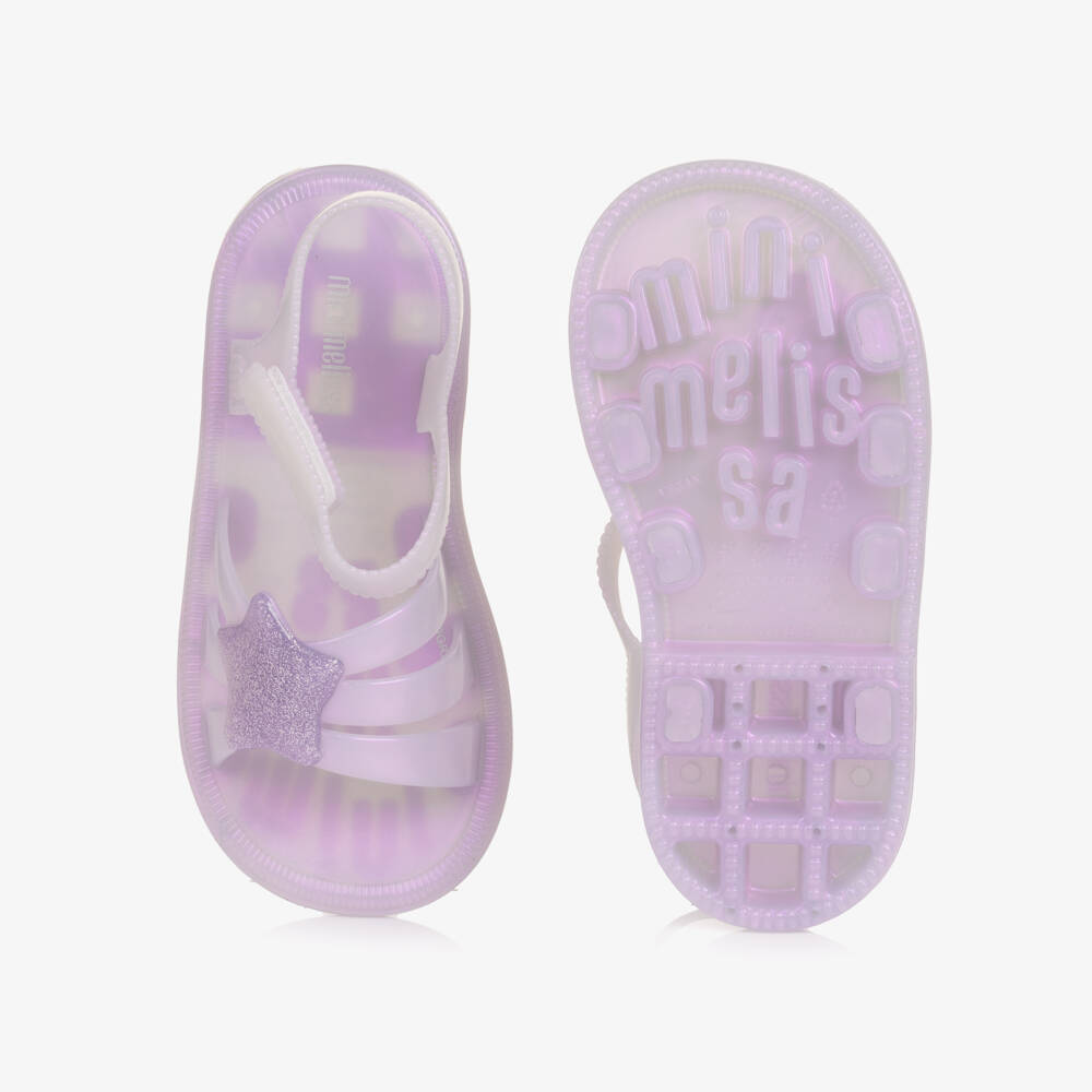 Mini Melissa-Girls Lilac Jelly Sandals with Glittery Star | Childrensalon Outlet