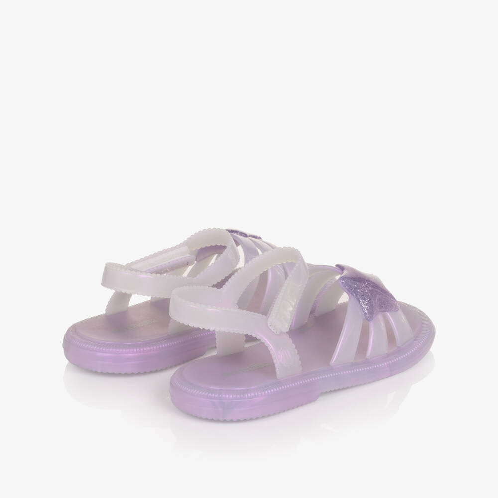 Mini Melissa-Girls Lilac Jelly Sandals with Glittery Star | Childrensalon Outlet