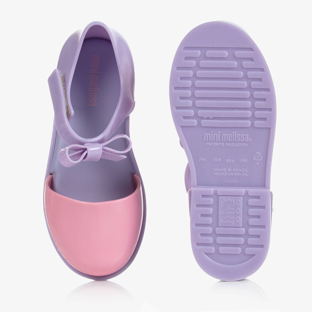 Mini Melissa Girls Lilac Pink Bow Jelly Shoes Childrensalon Outlet