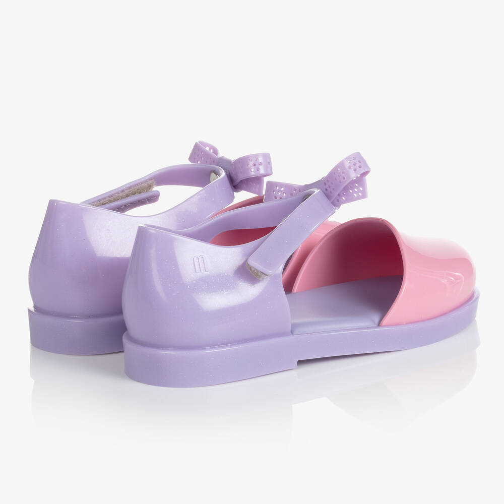 Mini Melissa-Розово-фиолетовые резиновые туфли с бантиками | Childrensalon Outlet