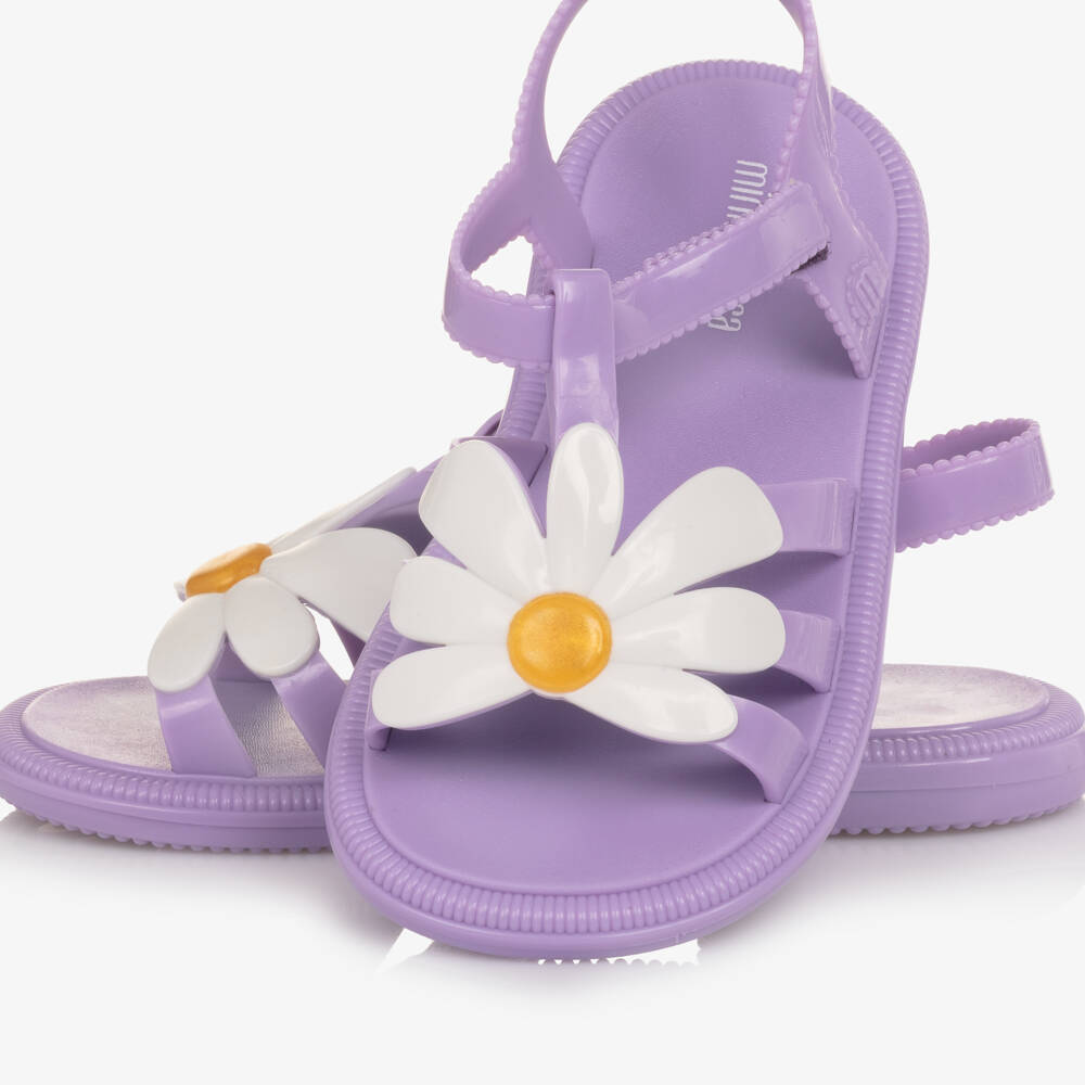 Mini Melissa-Girls Lilac Purple Daisy Jelly Sandals | Childrensalon Outlet