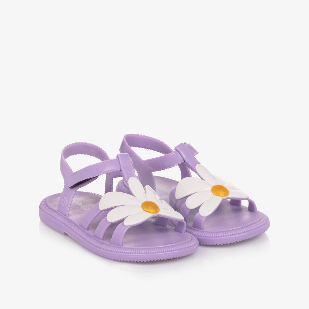 Mini Melissa-Girls Lilac Purple Daisy Jelly Sandals | Childrensalon Outlet