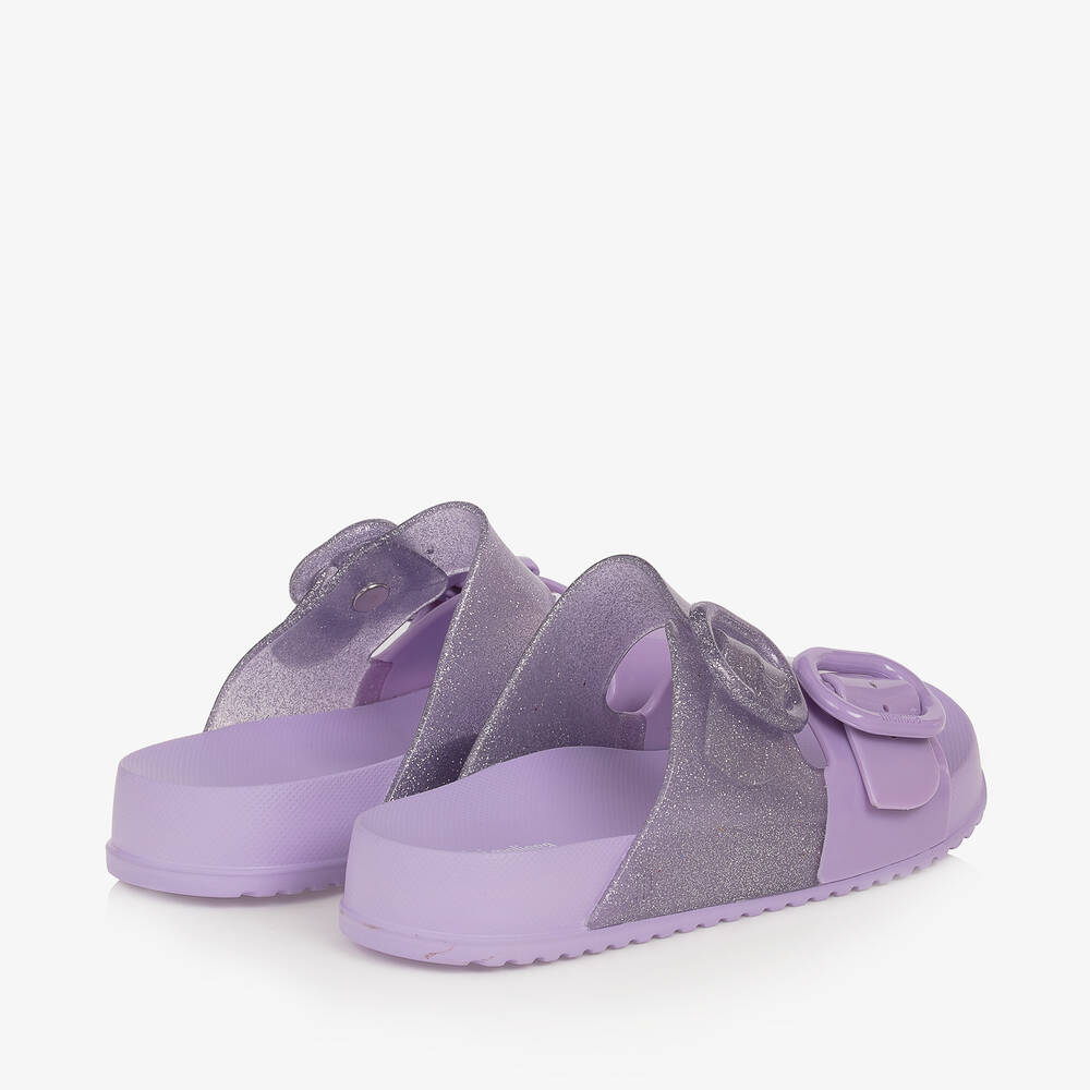 Mini Melissa-Girls Lilac Purple Glitter Sliders | Childrensalon Outlet